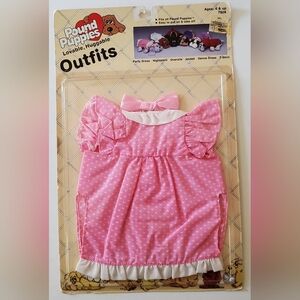 Tonka Pound Puppies Vintage 1985 Pink w/Hearts Dress with Bow Outfit #7806 - NOS